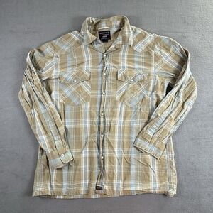 Smith's Shirt Men's Large Workwear Long Sleeve Pearl Snap Yellow Plaid‎